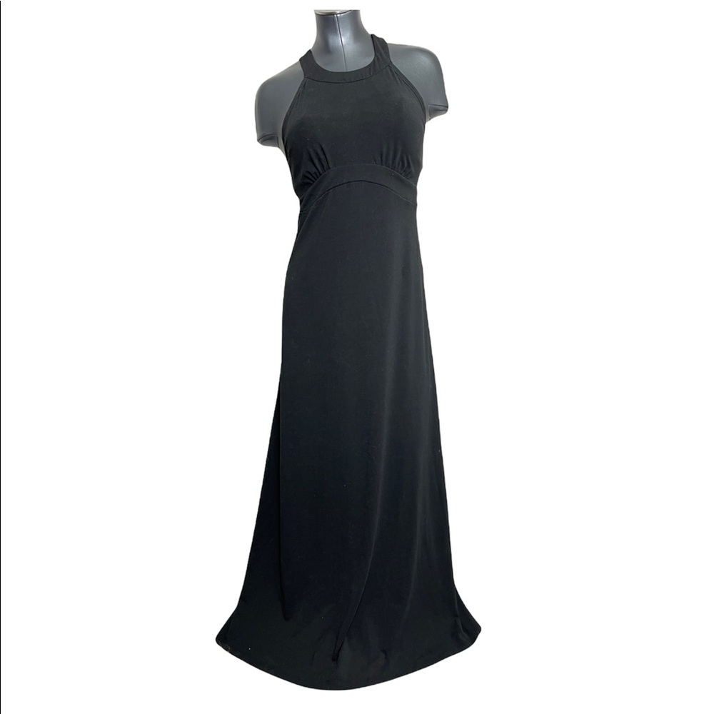 PrAna Black Sleeveless Maxi Dress Built In Bra Womens Summer Long Racerback